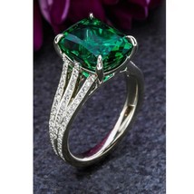 2 Pcs Pack Luxury Green Round Square Cubic Zircon Rings Set for Bridal Women Wed - £11.26 GBP