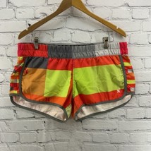 Hurley Athletic Shorts Womens Sz XL Neon Yellow Orange Stretch Waist - $15.84