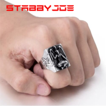 Stabbyjoe Mens Stainless Steel Biker Satanic Baphomet Ring Size 8-15 Usa - £10.20 GBP+