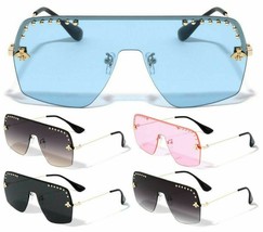 Semi Rimless One Piece Shiled Lens Aviator Sunglasses Retro Designer Fashion Vtg - £6.35 GBP