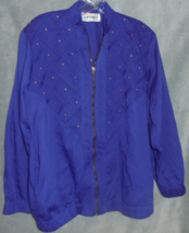 Vtg Sunny Sport by Sunny South Womens  Large L Purple Jacket Gold Zipper Studs - £9.22 GBP