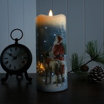 Starry Night Santa Fiber Optic pillar Candle with Timer image 4
