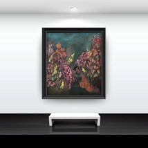 Abstract Flowers Original Painting on Canvas, 27X27&quot;, One of a kind Wall Art - £159.87 GBP