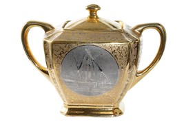 1934 Chicago Worlds fair Pickard decorated sugar bowl - £38.95 GBP