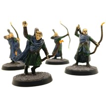 Wood Elf Warriors 4 Painted Miniature Lorien Bowmen Ranger Middle-Earth - $51.99