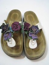 Garnet Hill Thong Sandals Flip Flop Leather Flat Slide Floral Girl&#39;s Sz 1 Italy - £15.45 GBP