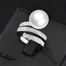 SINLEERY Vintage Gray Simulated Pearl Rings Size 6 7 8 9 Female Wedding Party Je - £8.58 GBP