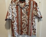 Quicksilver Shirt Men&#39;s Large Brown Button Up Short Sleeve Hawaiian Isla... - £21.43 GBP