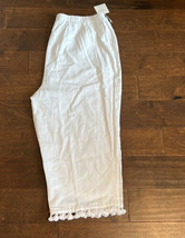 Cynthia Rowley womens Linen Blend White Pants With Tassles New Plus Sz 3X - £43.01 GBP