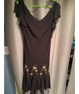 Vtg Black Sequined Beàded Sheer  V Neck Dress  Size 14 - $511.89 MXN