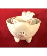3 Joie Meow Kitty Cat Pink Noses Stackable White Measure Cups 1/4c 1/2c ... - $169.16 MXN