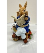 Easter-Spring Bunnies Porcelain Decorative Hinged Keepsake Box Grandpa Baby - $57.67 CAD