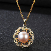 S925 Pearl Necklace Plated 18K True Gold Fashion Ladies Necklace Pin - £23.98 GBP