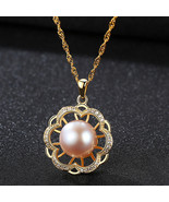 S925 Pearl Necklace Plated 18K True Gold Fashion Ladies Necklace Pin - £23.70 GBP