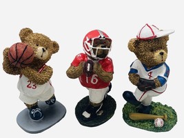 Set of 3 Vintage Bear Sports Figurines Basketball Football Baseball Spor... - £23.70 GBP