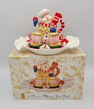 Vintage CIB Hand Painted Porcelain Snowman Chef Mini Tea Set - 5 Piece - £7.74 GBP