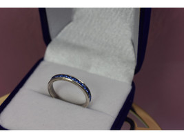 925 STERLING SILVER BLUE CZ BAND RING SIZE 6.5 - $22.93