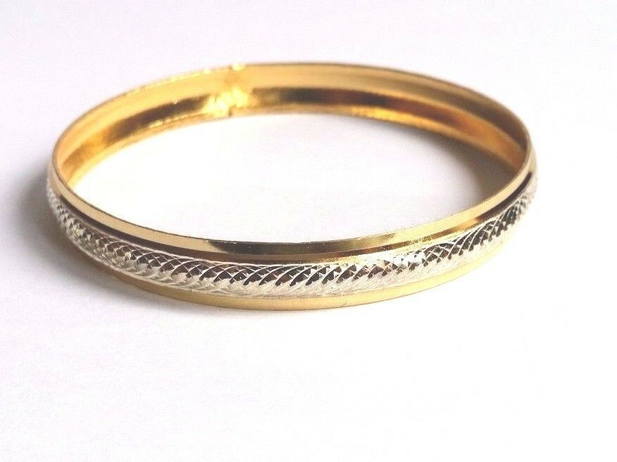 Sikh kara two tone gold silver plated singh khalsa kada kaur bangle 5k kakar p10