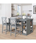 Farmhouse Dining Table Set for 4 - 60&quot; (Gray) - $982.27 CAD
