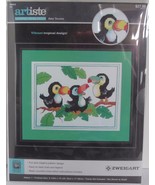 Artiste Counted Cross Stitch BABY TOUCANS Bird Tropical Zweigart Kooler ... - £21.71 GBP