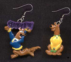 Funky Retro Scooby Doo Logo Earrings Dog Figure Cartoon Novelty Costume Jewelry - £6.20 GBP