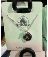 Disney Parks Mickey Mouse Cubic Zirconia Letter A Silver Color Necklace NEW - $47.70 CAD