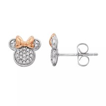 14K White-Rose Gold Plated 0.15CT Simulated Diamond Minnie Mouse Stud Earrings - £34.40 GBP