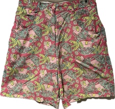 Vintage Lilly Pulitzer Pink Palm Tiki Cotton Bermuda Shorts-Size 12 - £34.59 GBP
