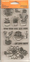 Fiskars Cactus Stuck with Each Other Let Love Grow 11 Clear Stamps 17725... - £7.56 GBP