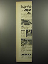 1950 Sabena Belgian Airlines Ad - For Transatlantic flying at it&#39;s best - £14.78 GBP
