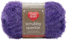 Red Heart Scrubby Sparkle Yarn-Grape - £13.60 GBP