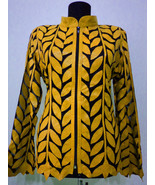 Yellow Woman Leather Coat Women Jacket Zipper Short Collar All Size Ligh... - £176.52 GBP