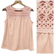 NEW Fever Womens S Knit Tank Sleeveless Top Crochet Boho Pink Peach Summer  - £15.64 GBP