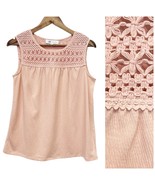 NEW Fever Womens S Knit Tank Sleeveless Top Crochet Boho Pink Peach Summer  - $19.27