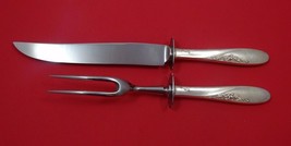 Rose Spray by Easterling Sterling Silver Steak Carving Set 2pc HHWS - £84.91 GBP