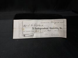 1875 Independent Gazette Newspaper Lancaster New Hampshire Payment Receipt - $19.53