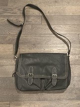 Liz Claiborne Black Faux Leather Laptop Bag Briefcase Purse Handbag 16x12x5 - £13.74 GBP