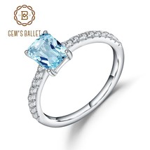 Rectangle Cut 1.28Ct Natural Sky Blue Topaz New 925 Sterling Silver Wedding Enga - £26.31 GBP