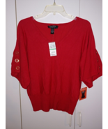 CABLE &amp; GAUGE LADIES SS RED SWEATER TOP-L-NWT-$58-RAYON/NYLON-NICE - $16.69