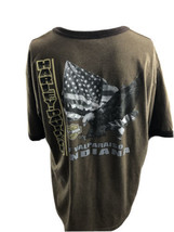 Harley Davidson Men T Shirt Eagle American Flag Brown Motorcycle Made In... - $14.82