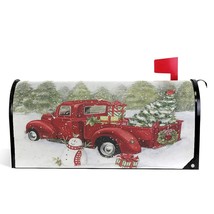 Christmas Red Truck Snowman Mailbox Cover Standard Size Winter Xmas Tree... - $16.99