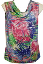 Petite Large Colorful Top Tank Blouse Palm Print Knit Sleeveless Rafaella - £11.22 GBP