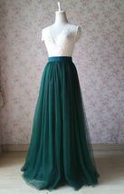 Dark Green High Waisted Tulle Skirts Bridesmaid Plus Size Tulle Maxi Skirt image 5