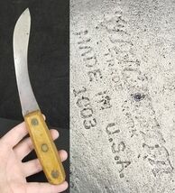 Winchester butcher knife 1003 Antique Primitive USA copper wood 10.5&quot; - $1,008.74 MXN