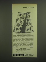 1974 The Tog Shop Vegetable Print Skirt Advertisement - £14.78 GBP