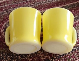 Vintage ~Two (2) Anchor Hocking ~ Fire King Ware ~ YELLOW &quot;D&quot; Handle Coffee Mugs - £35.76 GBP