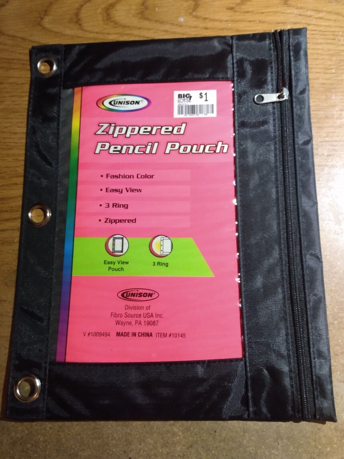 3 Ring Zippered Solid Binder Zip Case Pencil Pouch Black 10&quot; x 7&quot; Pen &amp; ... - $1.25