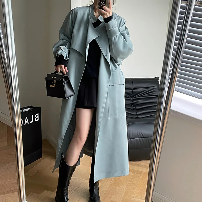 Utumn fashionable long windbreaker women s trench coat korean casual thin belt cardigan thumb200