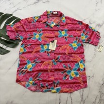 Sandra Ingrish Womens Vintage Hawaiian Shirt Size S New Pink Blue Tropical - $26.72
