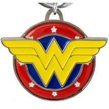 DC Comics Wonder Woman 3D &quot;WW&quot; Chest Logo Colored Pewter Key Ring Keychain NEW - £7.58 GBP